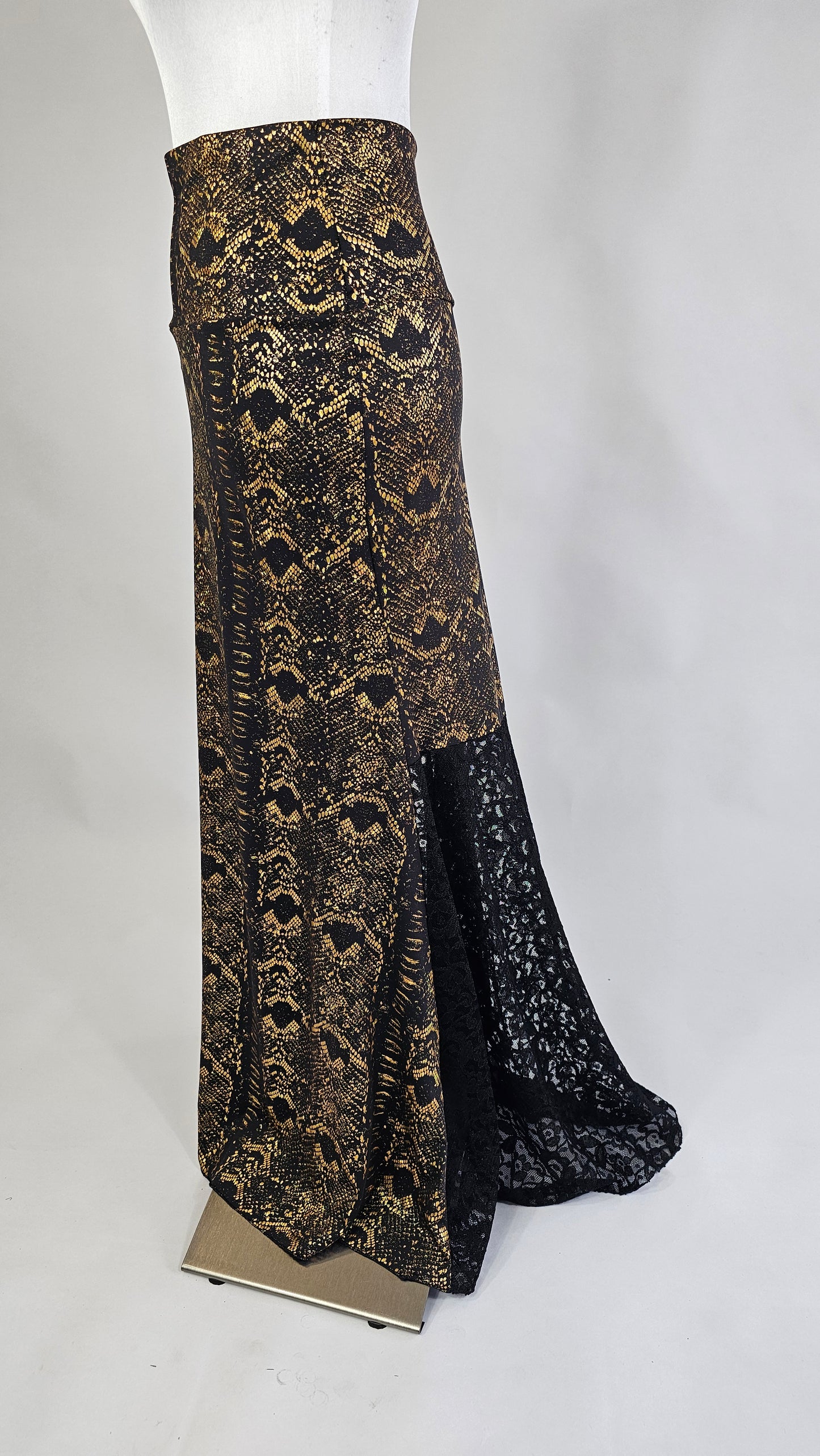 Snake Skirt High Waist Black/Gold